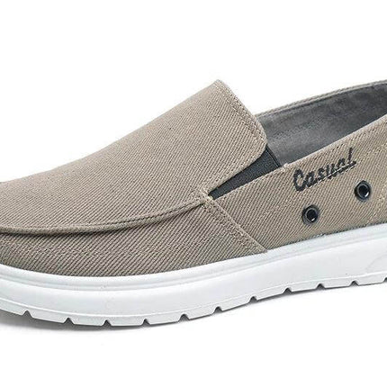Zapato de lona casual hombre, diseño moderno, color beige, ideal para caminar, cómoda suela blanca, moda masculina Argentina.