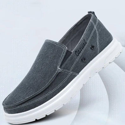 Zapatos de lona casuales para hombre, color gris, ideales para caminar, diseño cómodo y moderno. Talles argentinos disponibles.