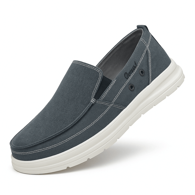 Zapatos de lona casuales para hombre en color gris, ideales para caminar. Estilo moderno y cómodo. Zapatos Casuales Hombre.