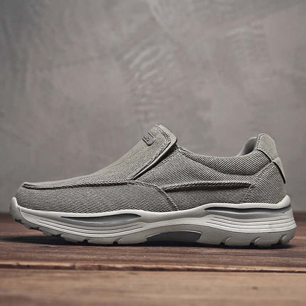 Zapatos de lona sin cordones para hombre, casuales, antideslizantes, diseño gris, confort, Argentina. Zapatos Casuales Hombre.