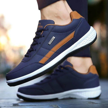 Zapatos impermeables estilo diario para hombre en azul y marrón, ideales para uso casual en Argentina.