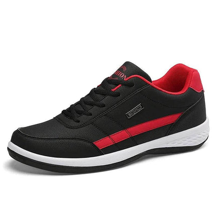 Zapatos impermeables estilo diario en negro y rojo para hombre, diseño casual. Zapatos casuales hombre ideales para uso diario.