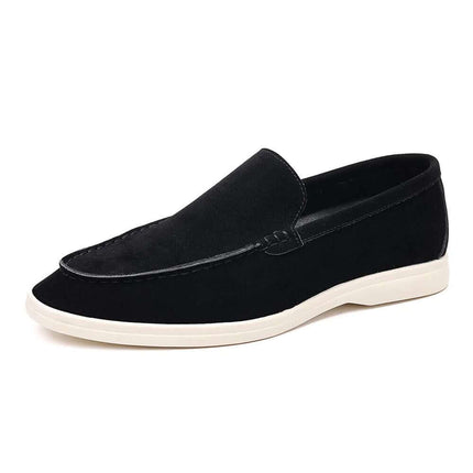 Zapatos casuales sin cordones para hombre, color negro, estilo cómodo y elegante, ideal para uso diario.