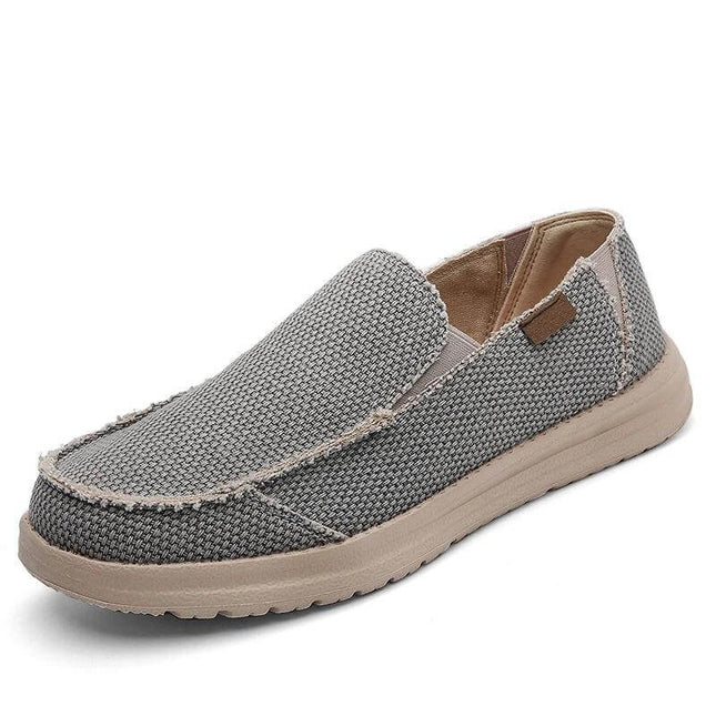 Zapatos casuales para hombre, transpirables, de lona gris, confort extremo.